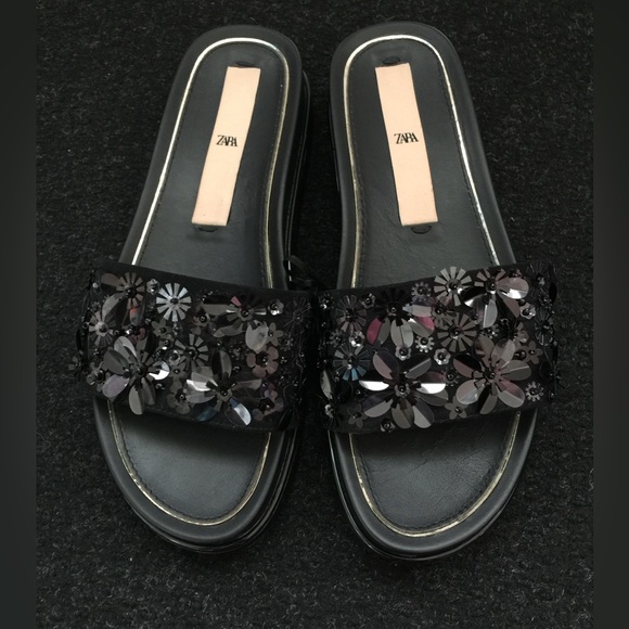 Like New Zara sequin sandals with a small platform size 38 / US 7.5 - Picture 1 of 3